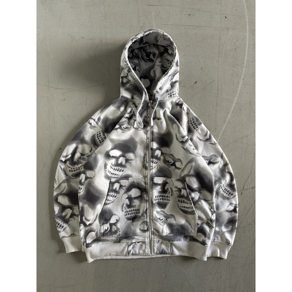 Y2K/2000s Skull all over print Large zip up